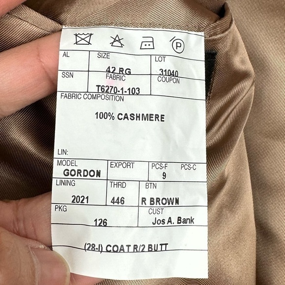 Jos A Bank 100% Cashmere Brown Suit Jacket career Blazer - Picture 8 of 9